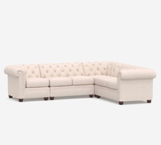 Beyaz Chester Köşe Koltuk Takımı Klasik Tasarım